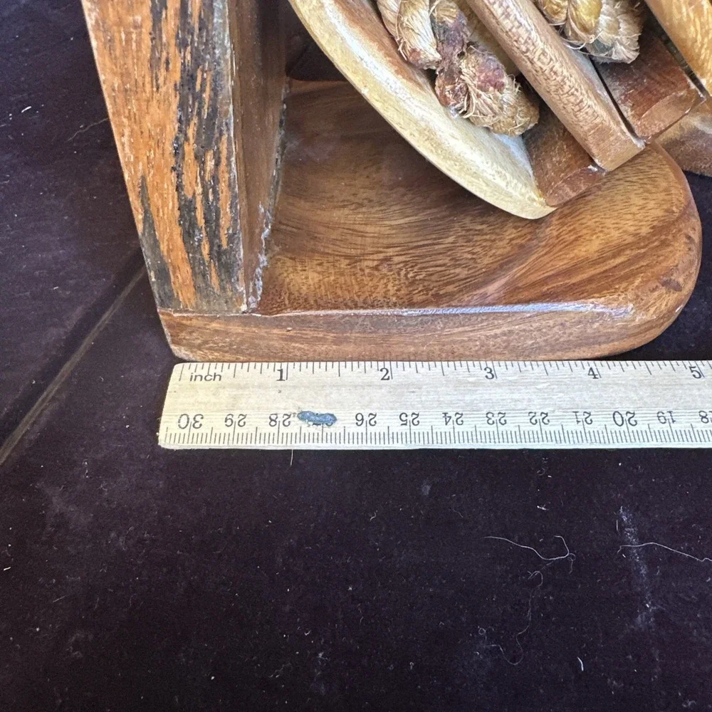 Vintage Book Ends Maritime Nautical Wood Pulley